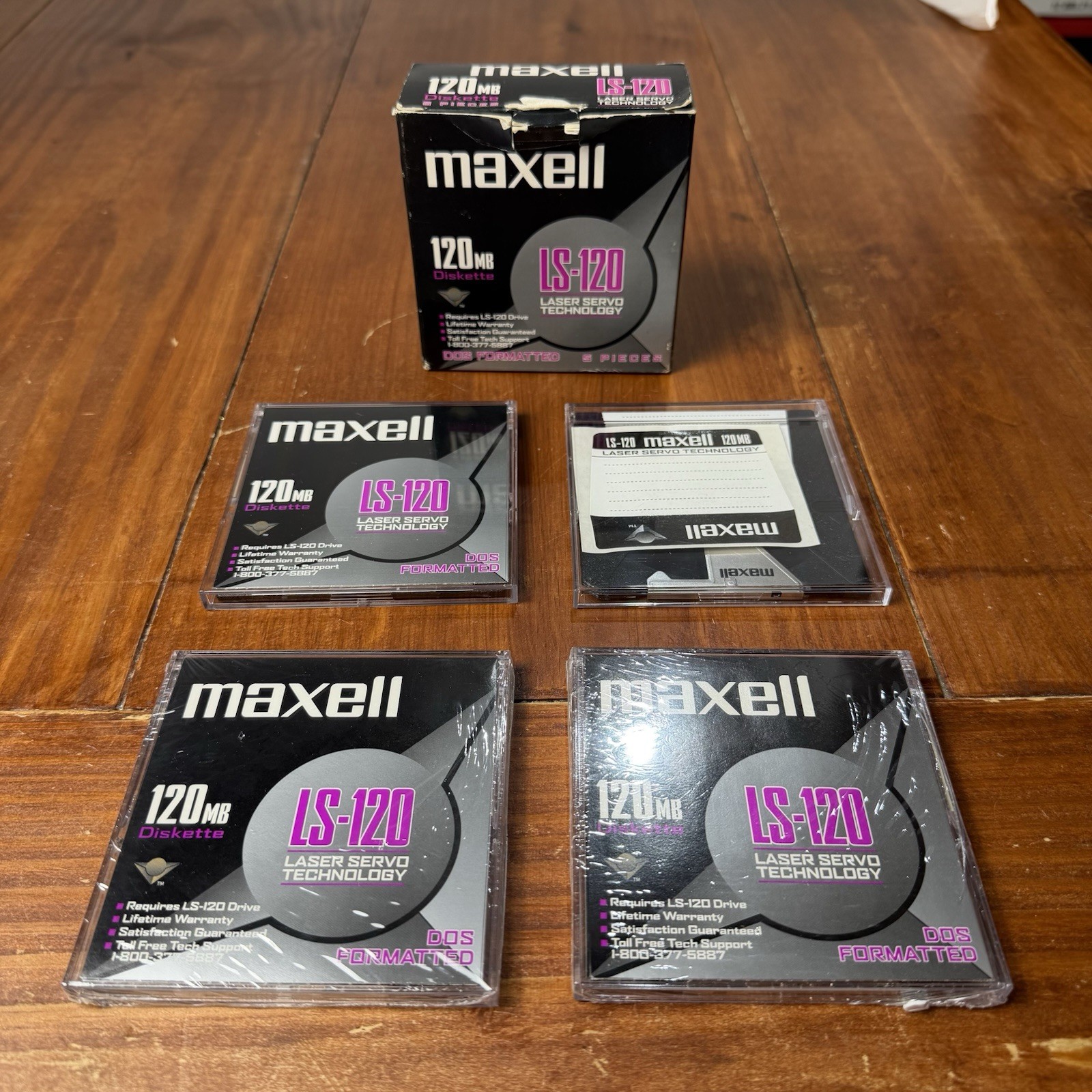 Lot of 4 Maxell LS-120 Diskettes PC format 120MB - 2 Sealed 2 Open