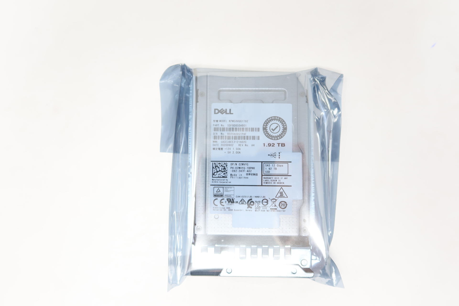 Dell 2WVYG 1.92TB 12G 2.5" SAS Mixed Use SSD KPM5XVUG1T92 02WVYG