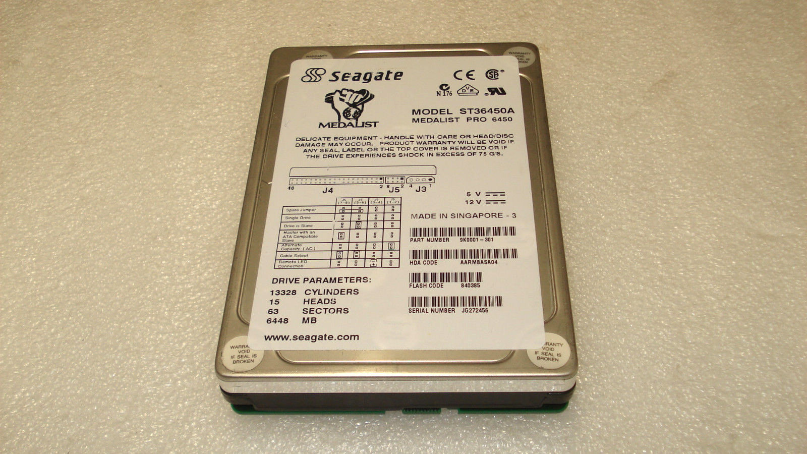 Seagate 6448MB ST36450A MEDALIST PRO 6450 3.5" IDE HARD DRIVE, P/N 9K0001-301 