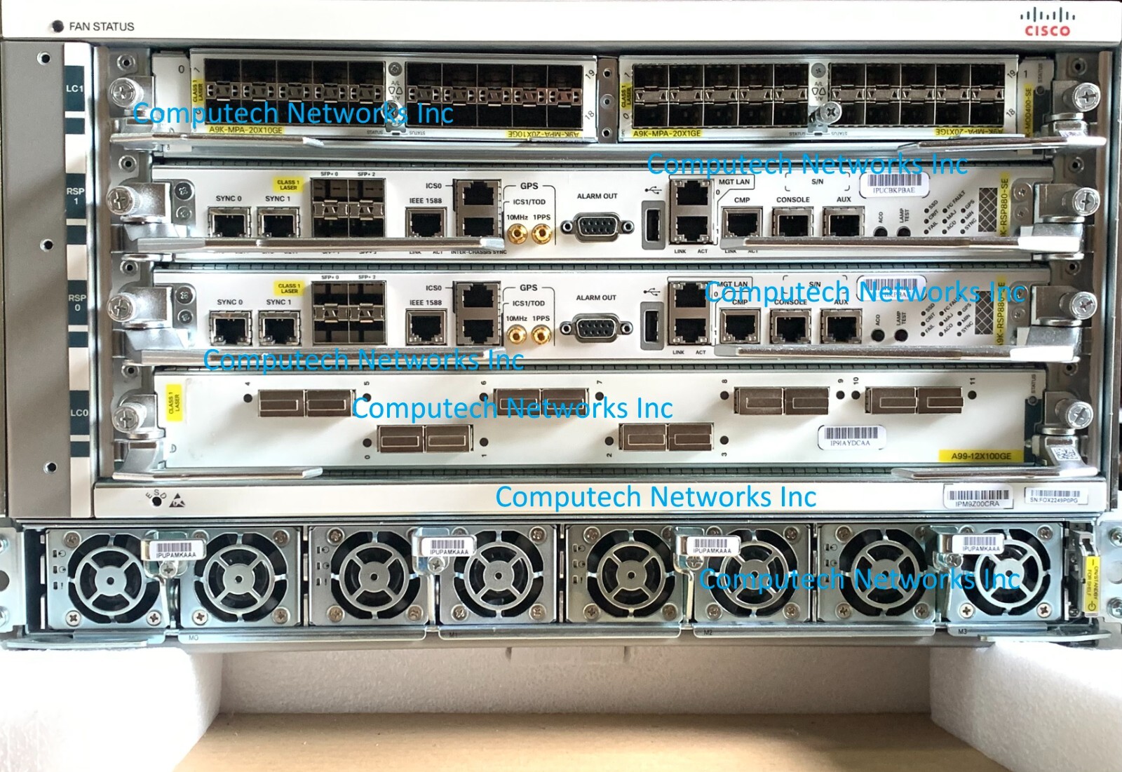 Cisco ASR-9904-AC 2X A9K-RSP880-SE A99-12X100GE 880 Gbps 12X100GE 20x10GE 20x1GE