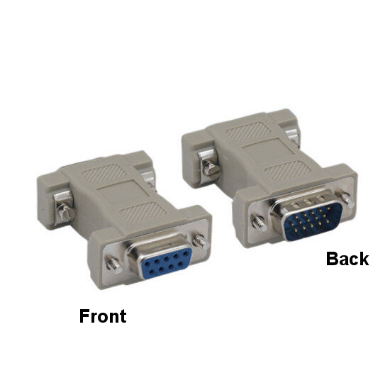 DB9 9 Pin Female to HD15 15 Pin Male Molded Adapter Coupler CGA VGA Video RS-232