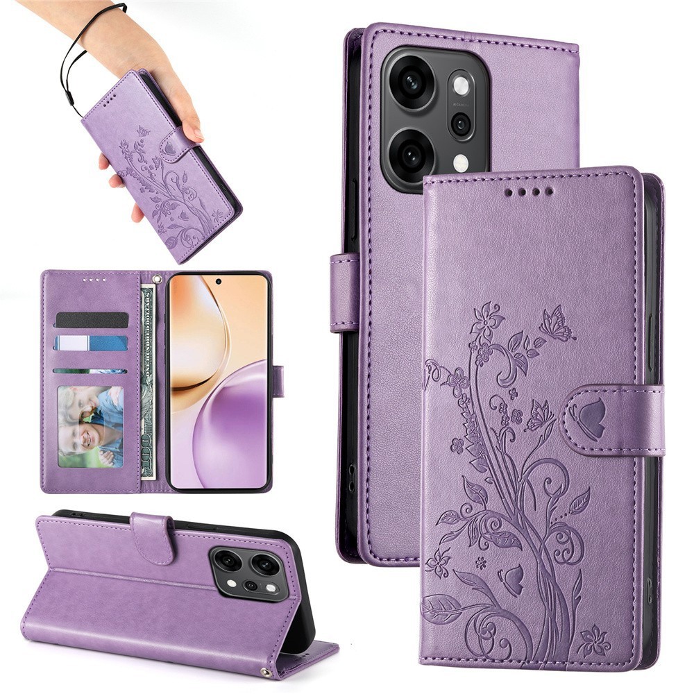 Leather Butterfly Wallet Cover Case For OPPO Reno 14 Pro 13F 11F A80 A60 A58 A40