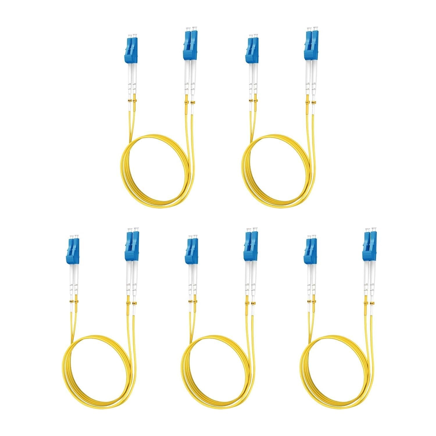 Yonwide 5 Packs Single Mode Fiber Optic Cable - 10m (32.8 ft) Lc to Lc, OS2,