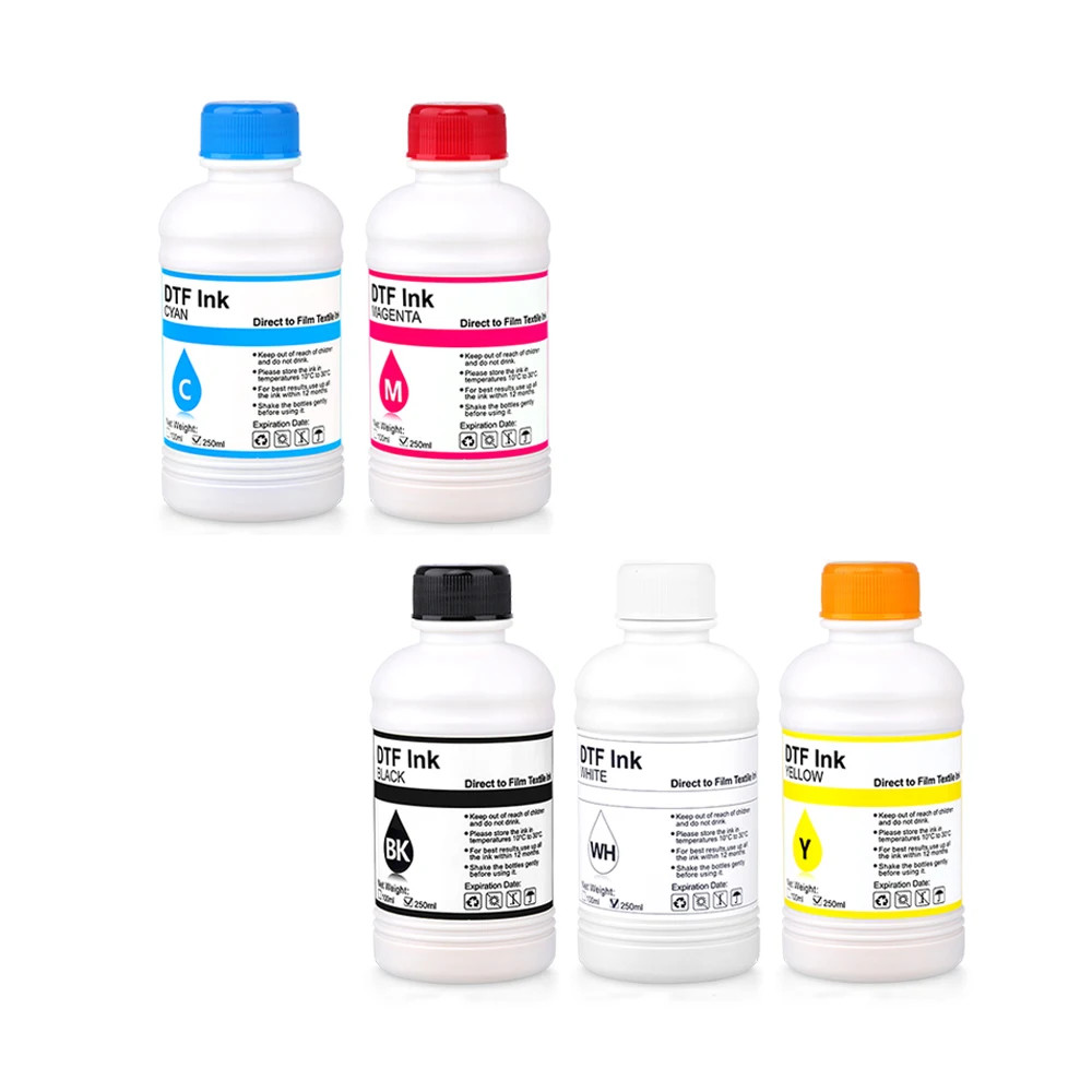 5x250ML Water Based Transfer Pigment Ink for A3 A4 Film Printer Transfer Machine