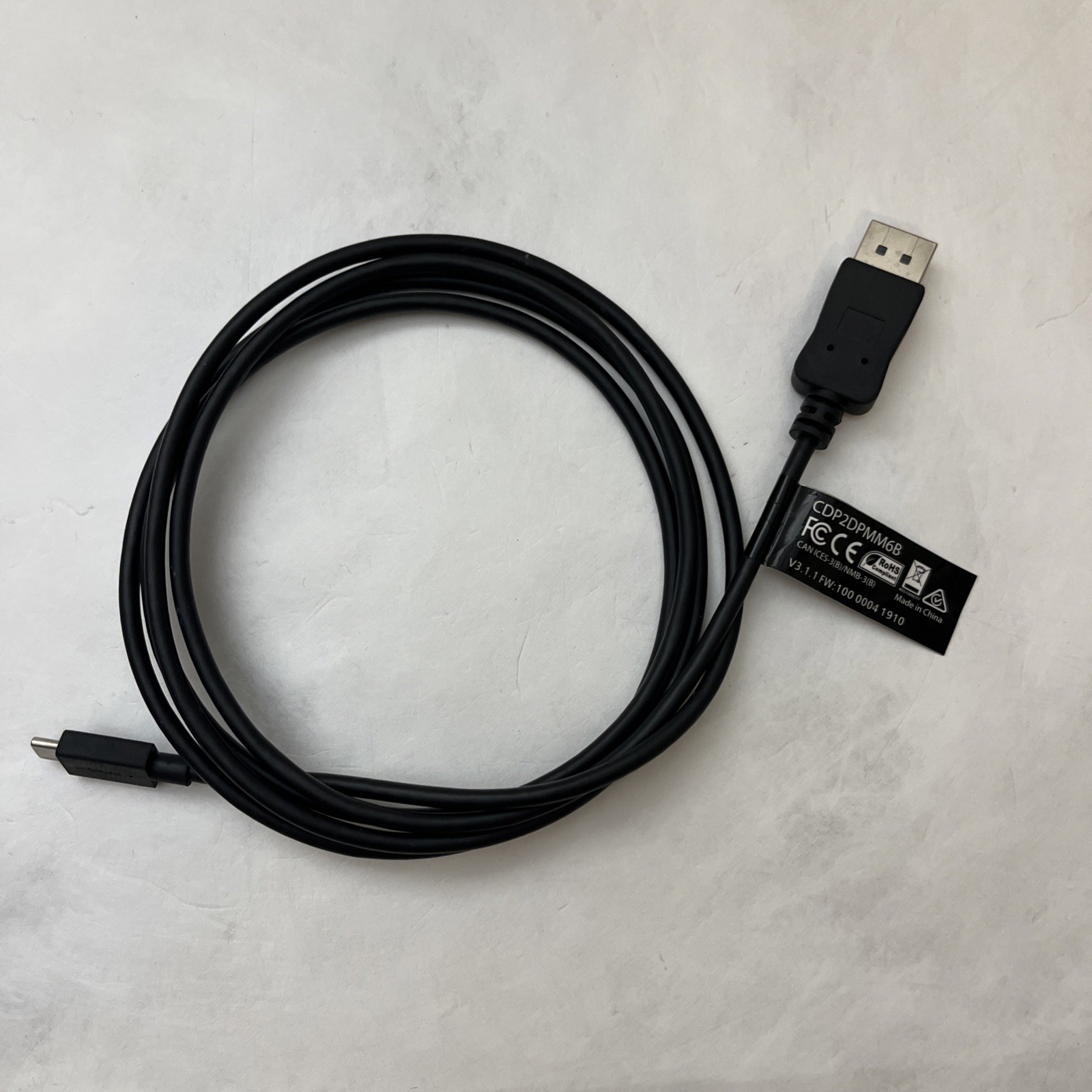StarTech CDP2DPMM6B 6ft USB-C To DisplayPort Adapter Cable Black 