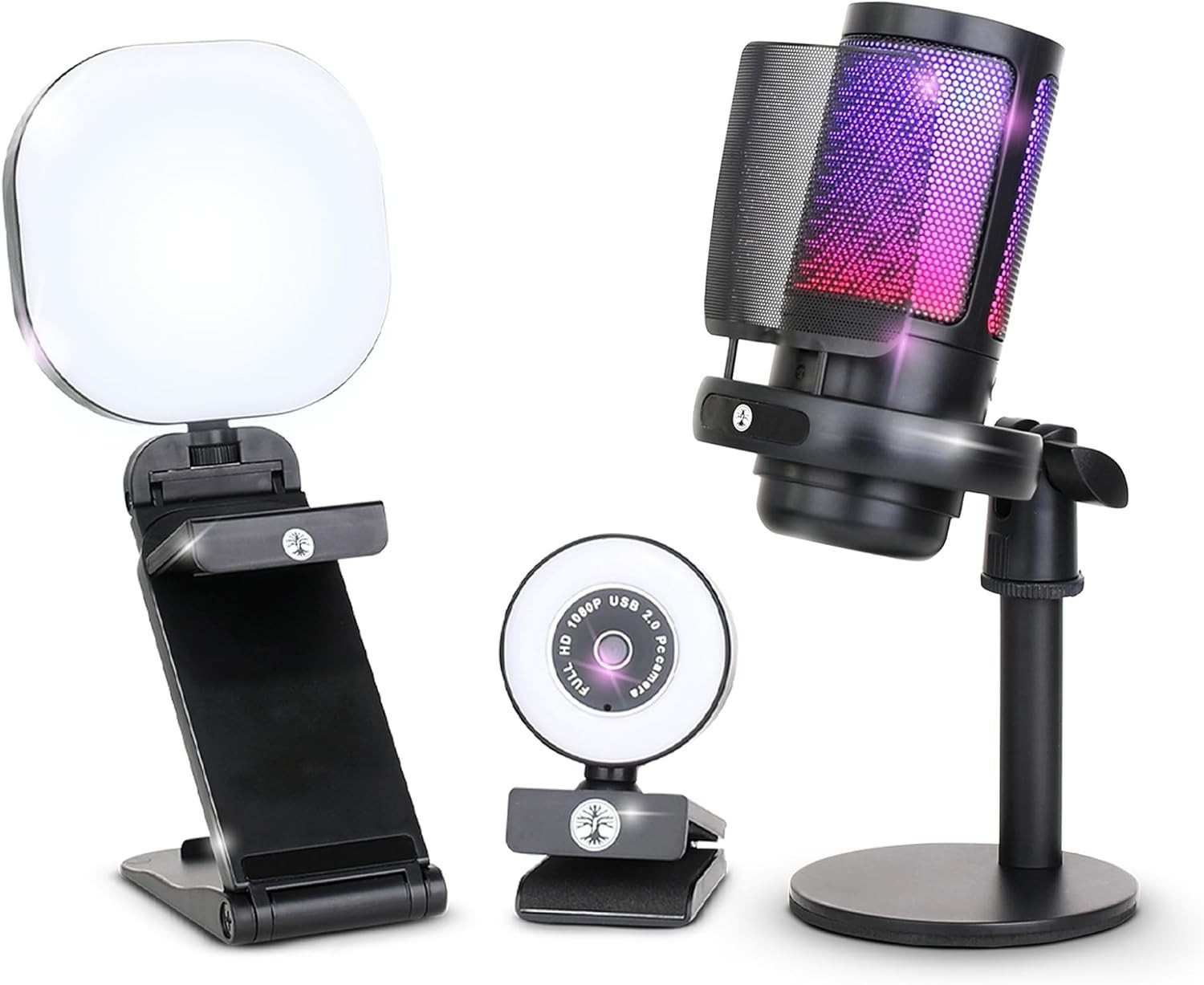 Webcam Streaming Kit for Gaming Setup–1080P HD Camera, RGB USB Microphone & L...