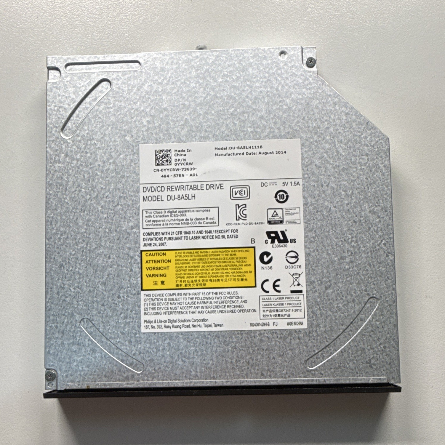 Philips DU-8A5LH SATA Slim Internal Laptop DVD-RW Drive 8x Silver
