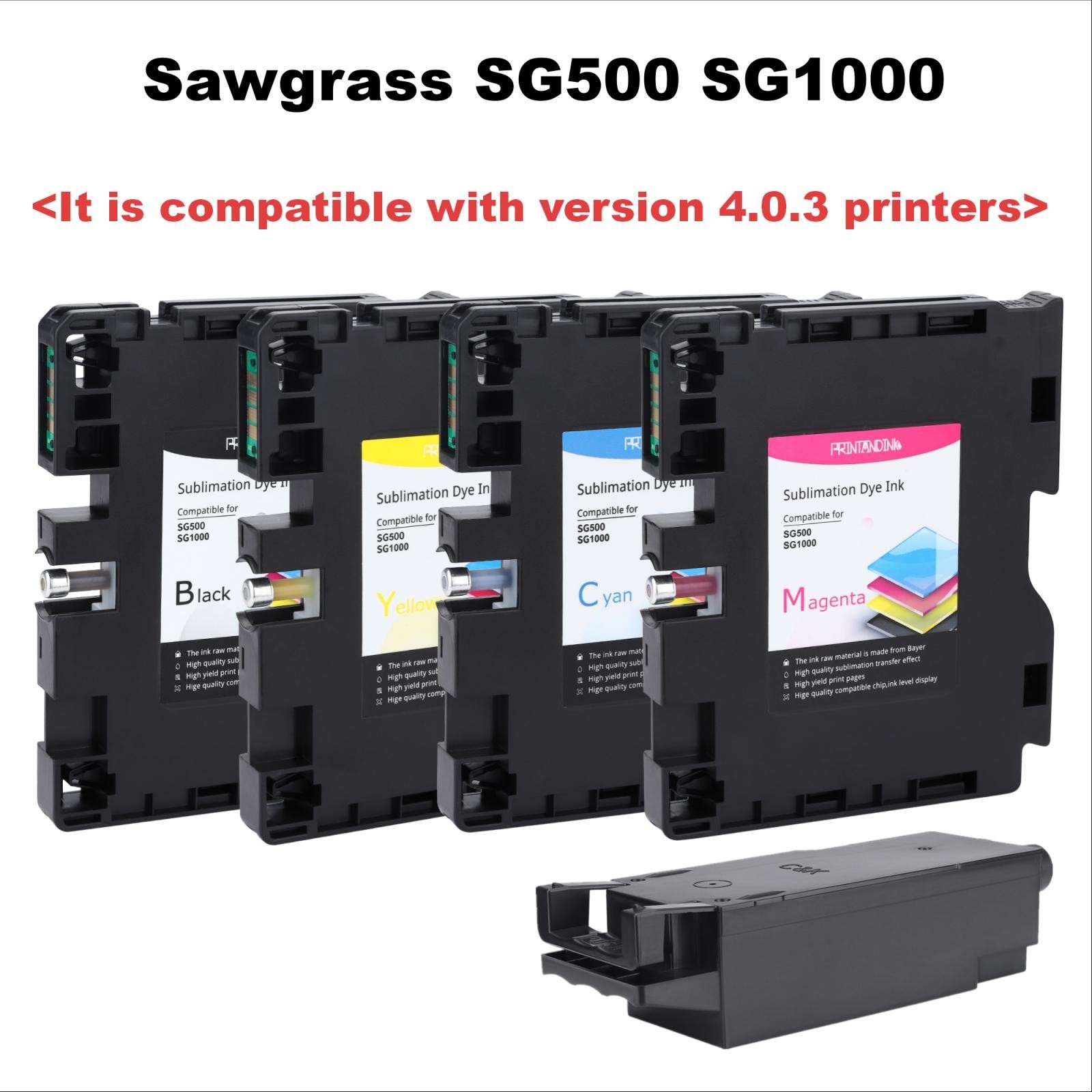Latest Sawgrass SG500 SG1000 dye Sublimation Ink Cartridges&Waste Ink Collector