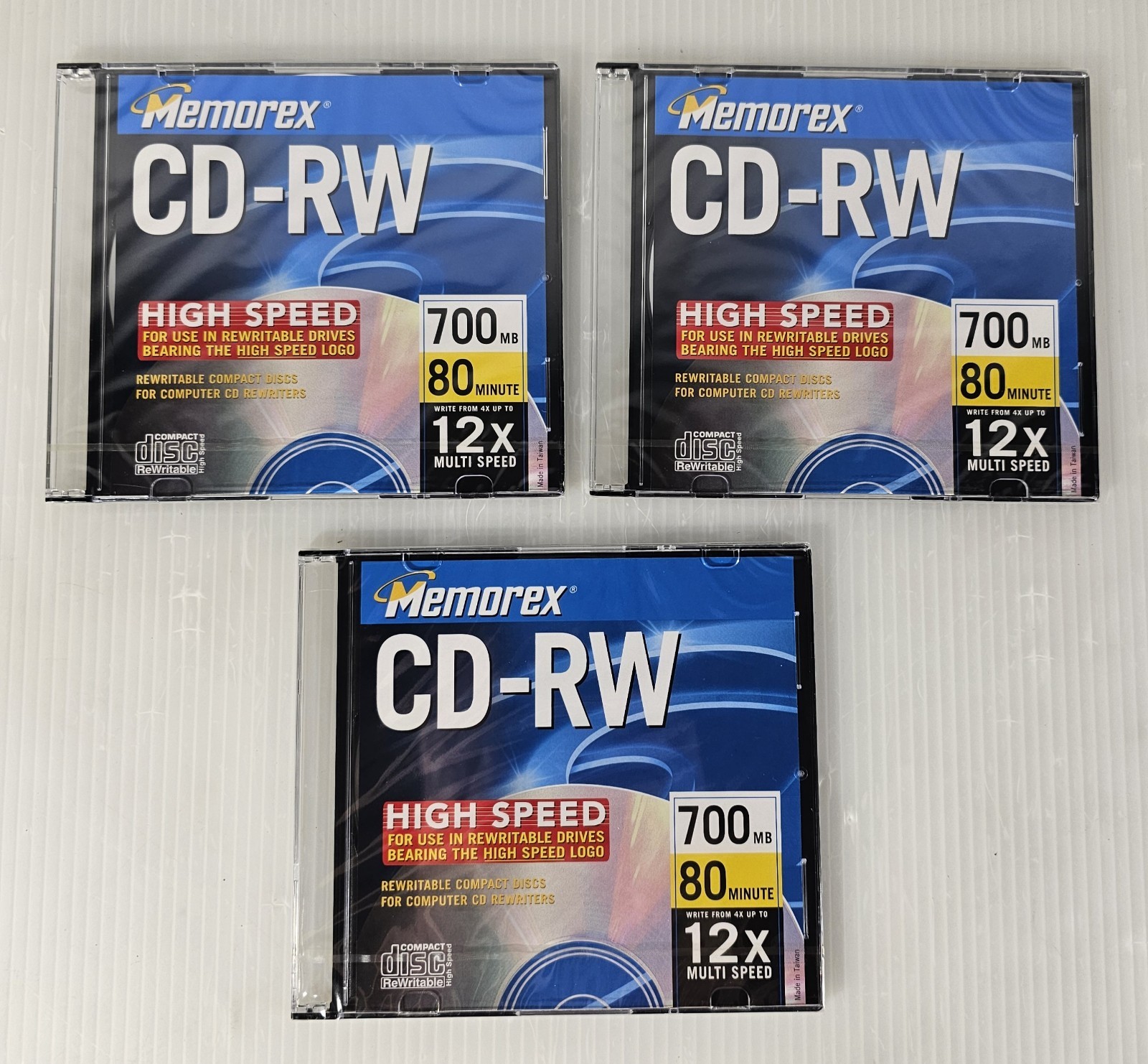 3 MEMOREX CD-RW 3 Pack 12X 700MB 80 Min Compact Discs NEW 