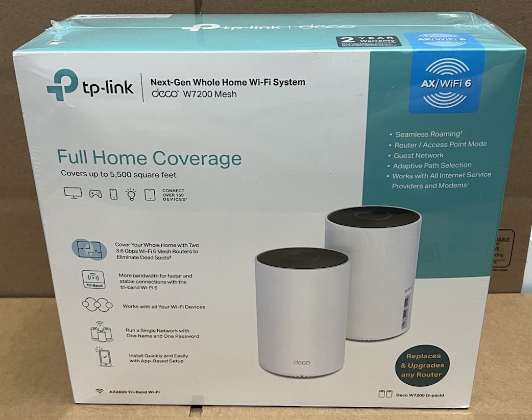 BRAND NEW SEALED TP-Link Deco W7200 AX3600 Tri-Band WiFi 6 Mesh System 2-Pack