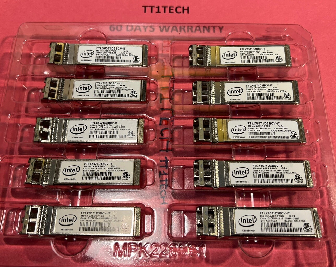 20x Dell R8H2F FTLX8571D3BCV-IT 10Gb SR SFP E65689-001 Genuine Transceiver lot20