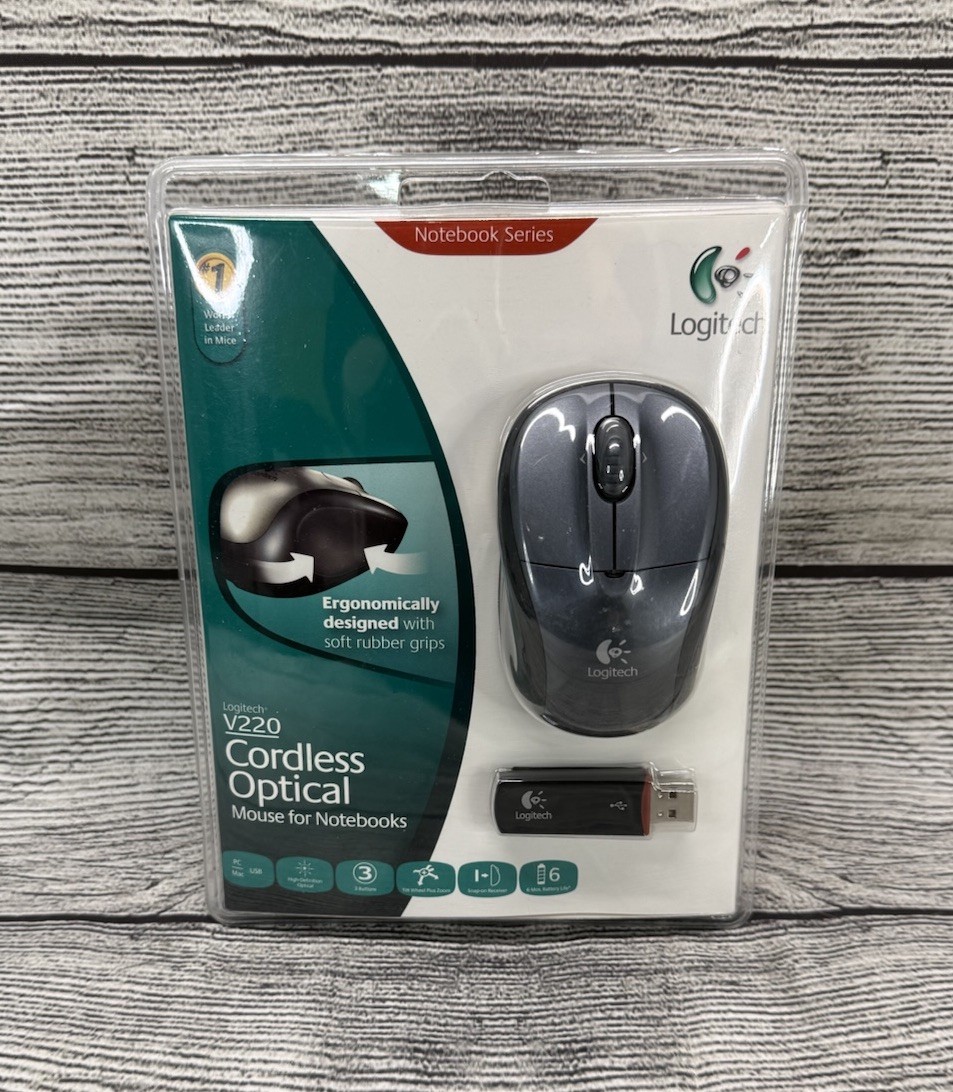 Logitech V220 Cordless Optical Mouse for Notebooks Laptops New Unopened Computer