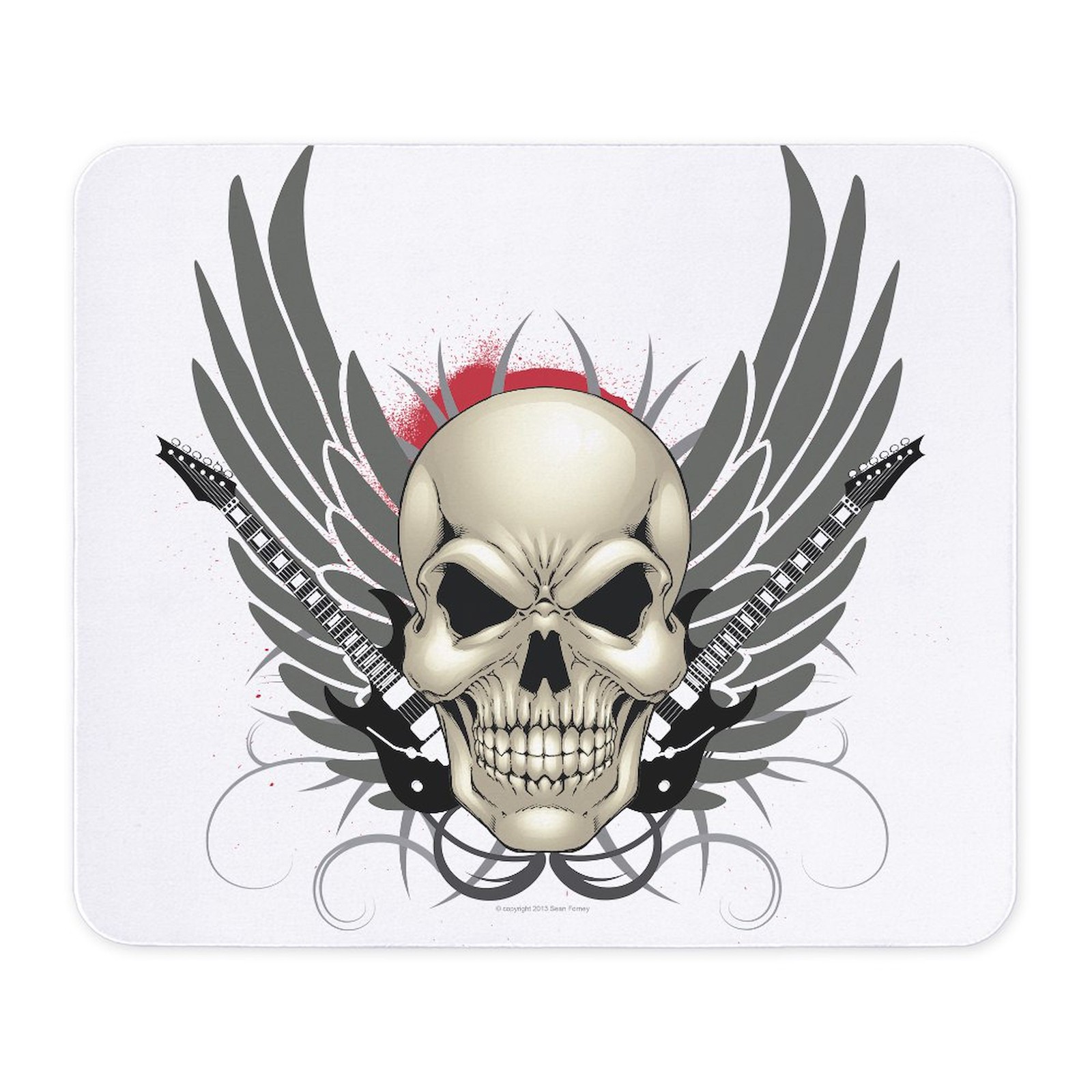 CafePress Skull, Guitars, And Wings Mousepad  (786090386)