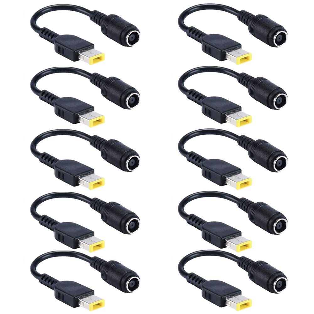 10Pcs For Thinkpad Round Jack to Square Plug Adapter Charger Power US