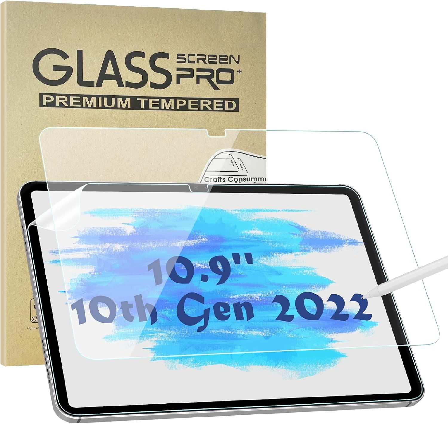 1+1 Pack Screen Protector Compatible With iPad 11th & 10th Generation, Bubble Fr