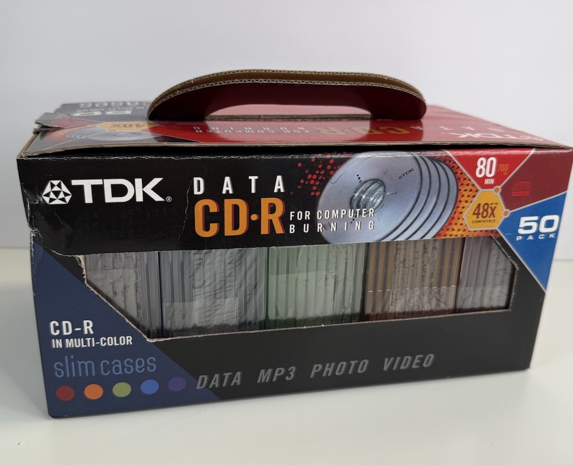 TDK 50 Pack Data CD-R 80 Min 700 MB 48X  Multi-Color Slim Cases