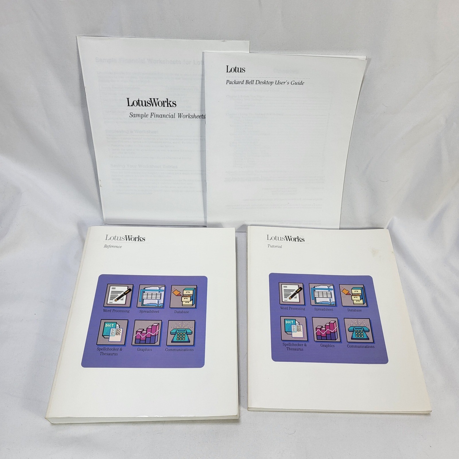 VTG 1990 Lotus Works Tutorial Reference Financial Worksheet User Guide Books