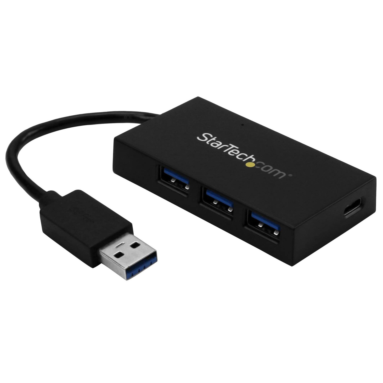 4 Port USB Hub - 3.0 - A to 3x A and 3 x USB-A, 1 x USB-C, Black