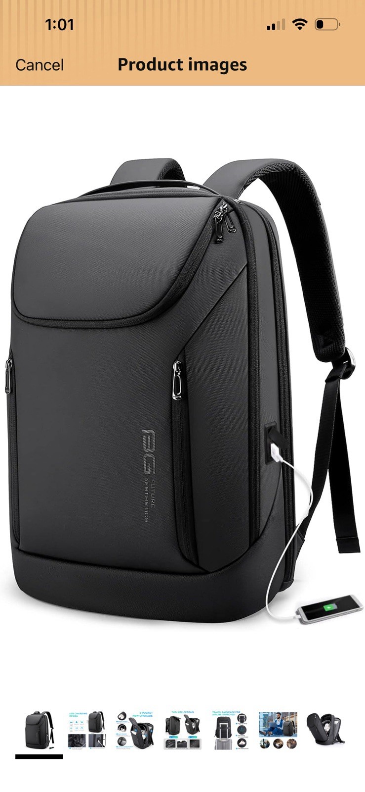 NWOT BANGE Business Smart Waterproof travel Backpack 15.6 Inch Laptop USB Charge