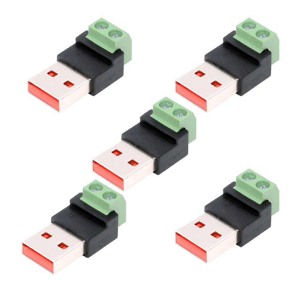 CY 5pcs/set DIY OEM Repair Solderless Connector DC 5V Power 2Pin to Type-A Male