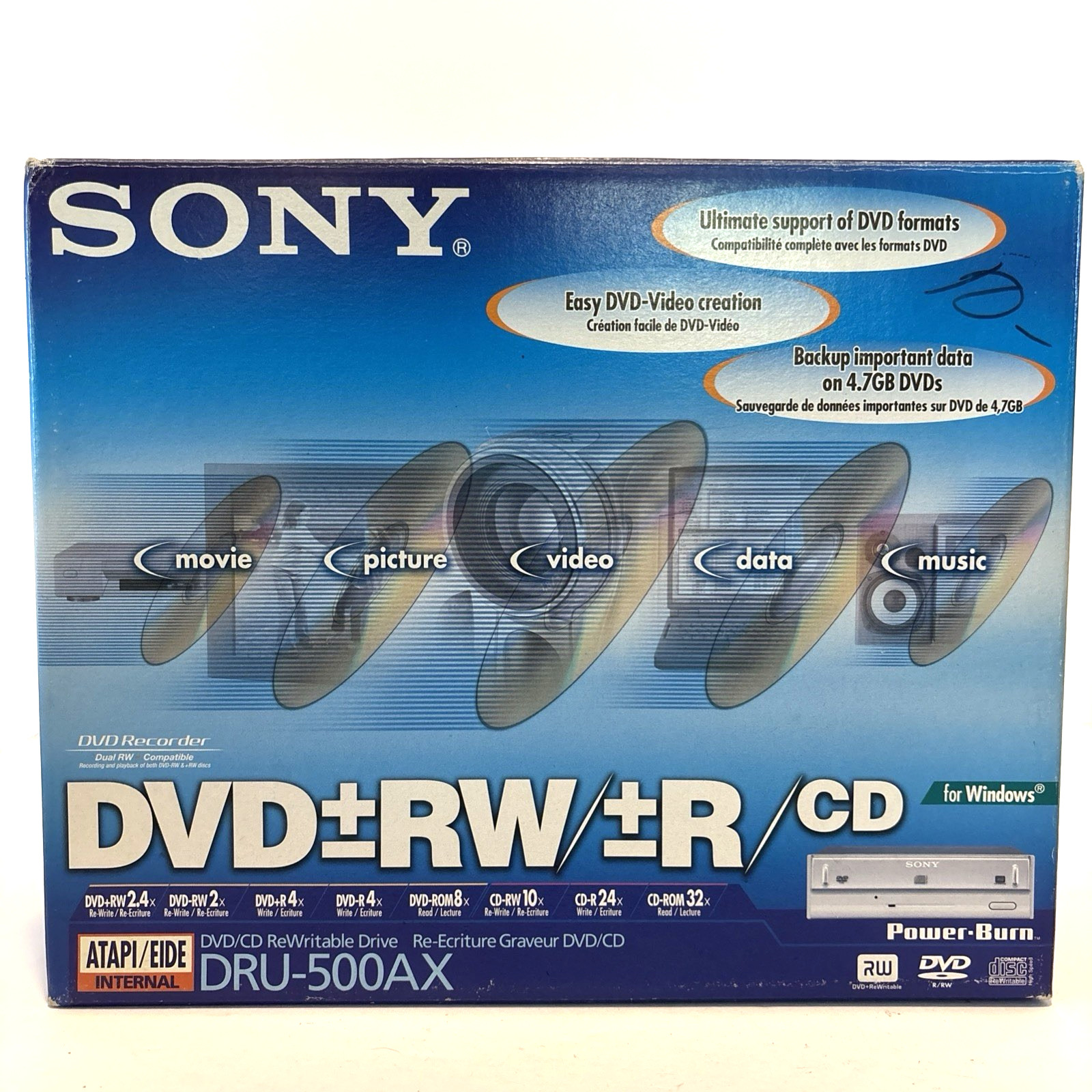 Sony Dru-500Ax DVD RW Burner Drive Writer IDE 40-Pin DVD, CD Internal Drive