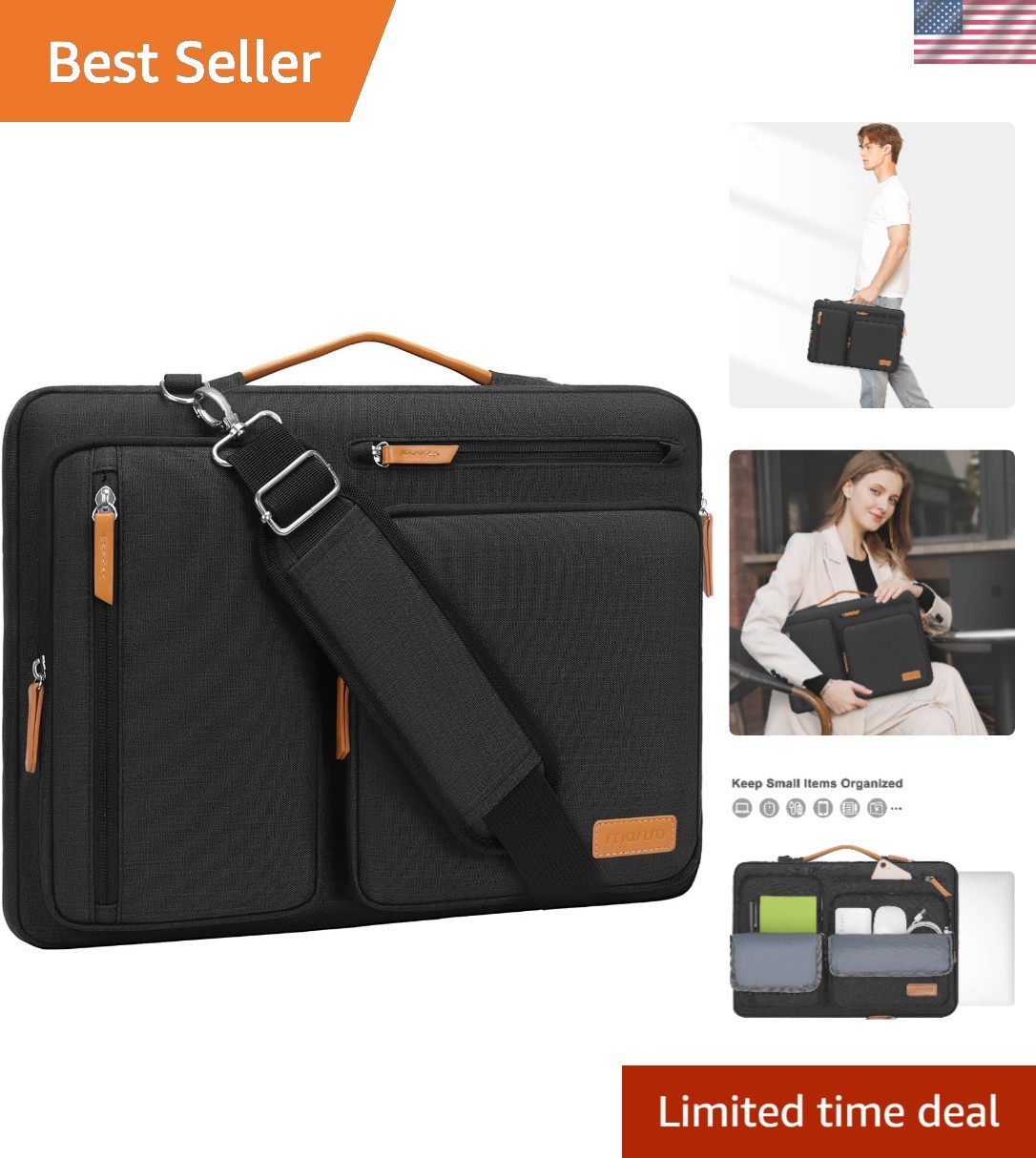 360 Protective Laptop Shoulder Bag for 17-17.3 Inches | Elegant Messenger Style