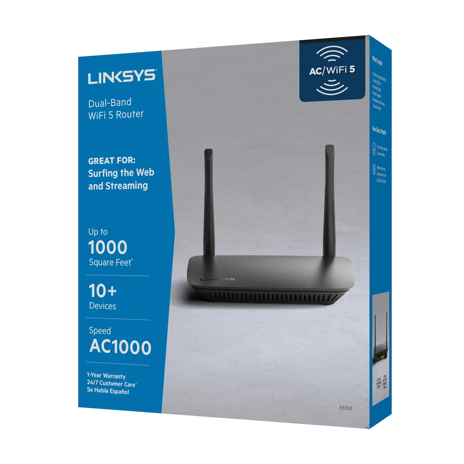 Linksys E5350 WiFi 5 Dual-Band AC1000 Router (open box)
