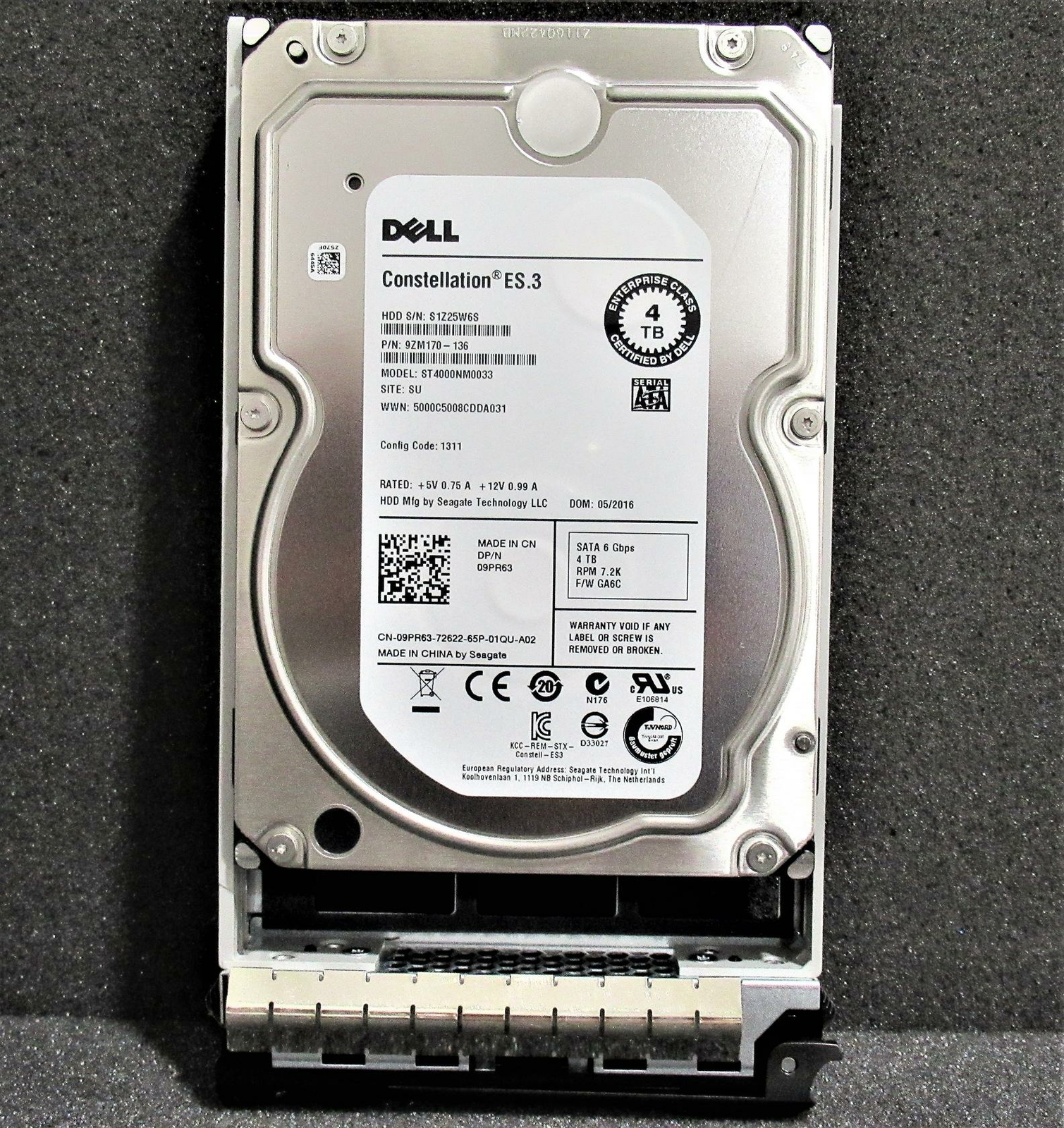 9PR63 DELL ST4000NM0033 CONSTELLATION 4TB 7.2K RPM 6Gb/s 3.5" SATA Hard Drive