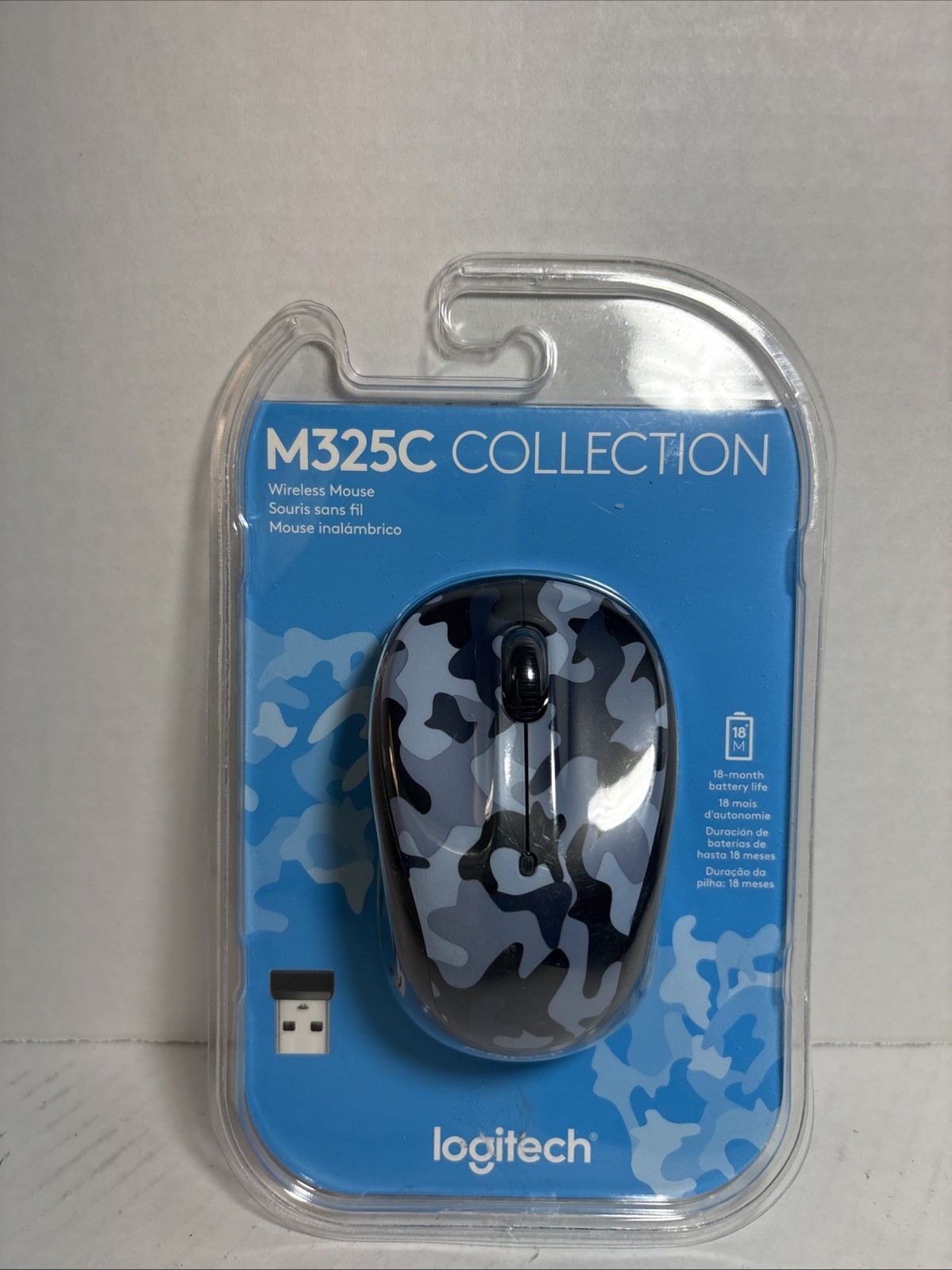 Brand New Logitech M325C Wireless Mouse with receiver Blue Camo Fast Ship