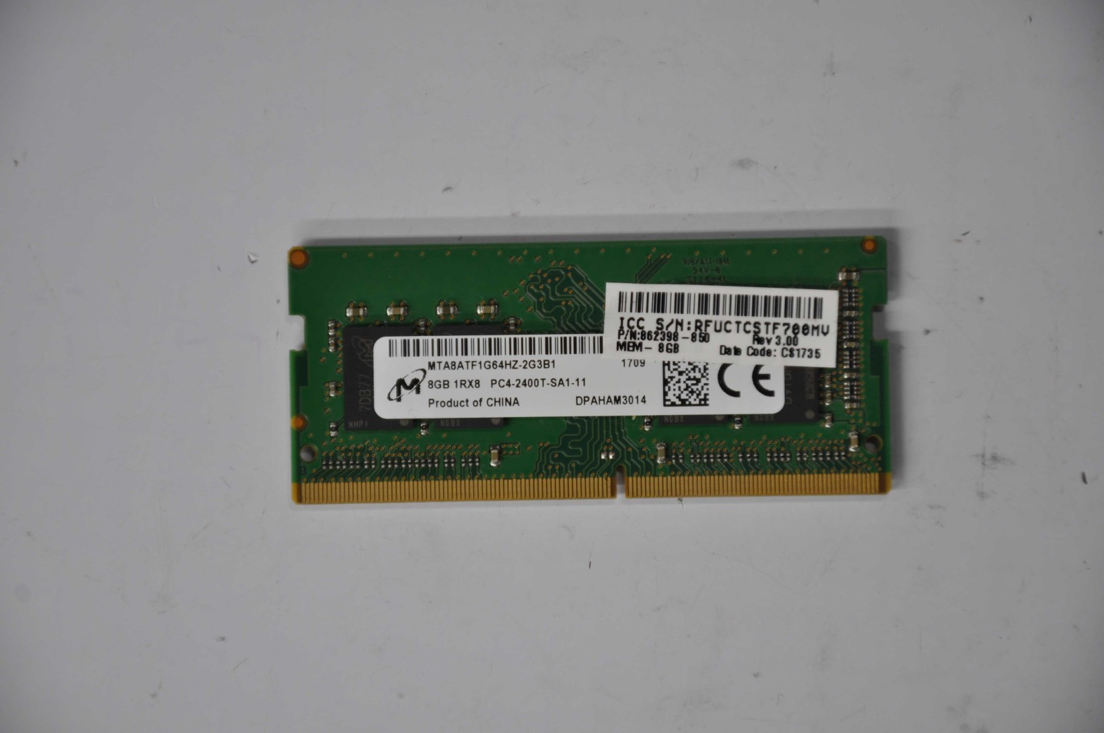 MICRON 8GB 288-PIN DDR4 UDIMM MEMORY USED MTA8ATF1G64AZ-2G3