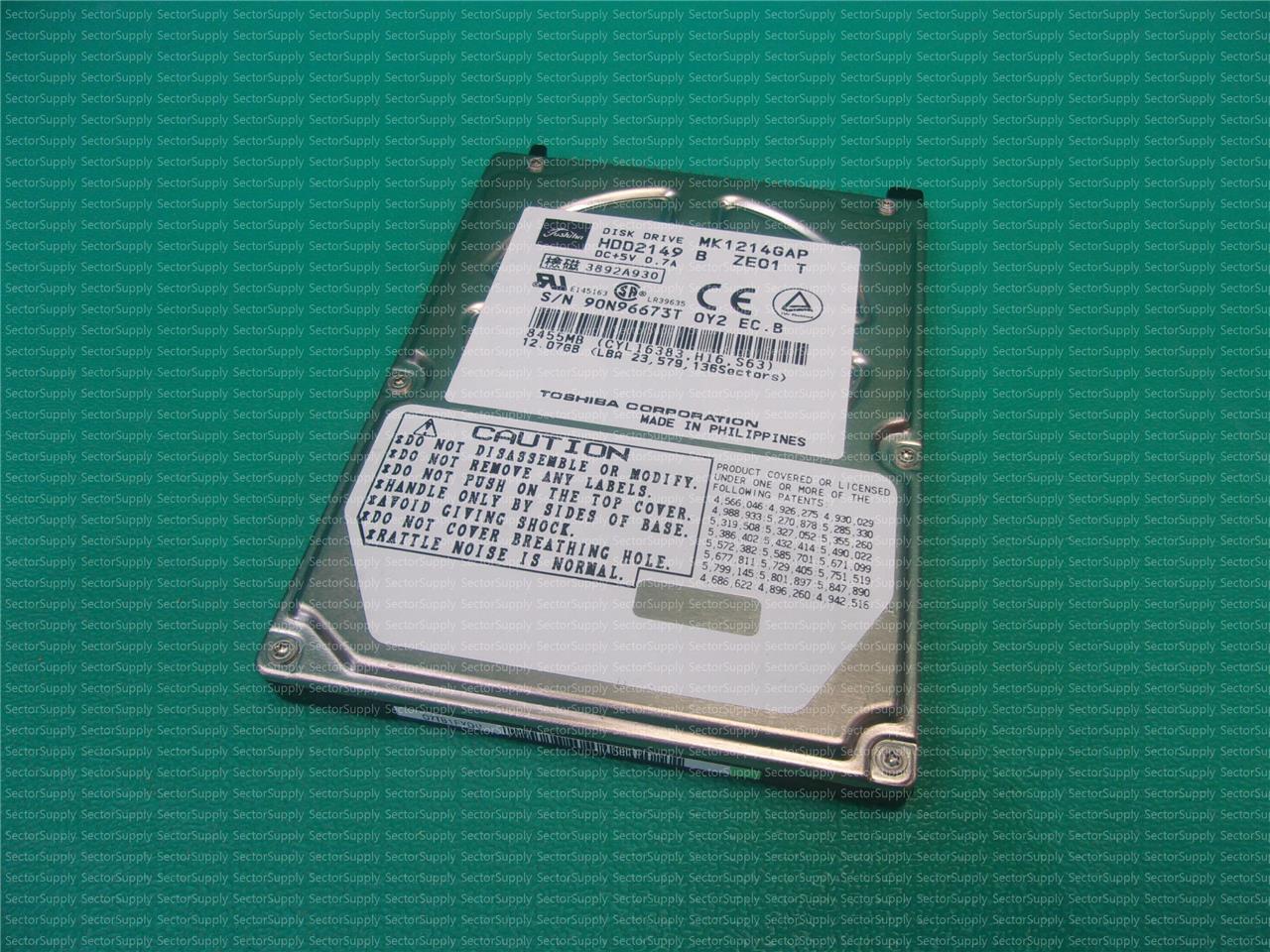 12.07GB DISK DRIVE, HDD2149   TOSHIBA AMERICA MK1214GAP   