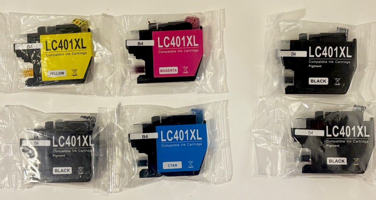 LC401XL Ink Cartridges Combo 6 Pack Compatible For Brother LC401 (2 Ext. Black)