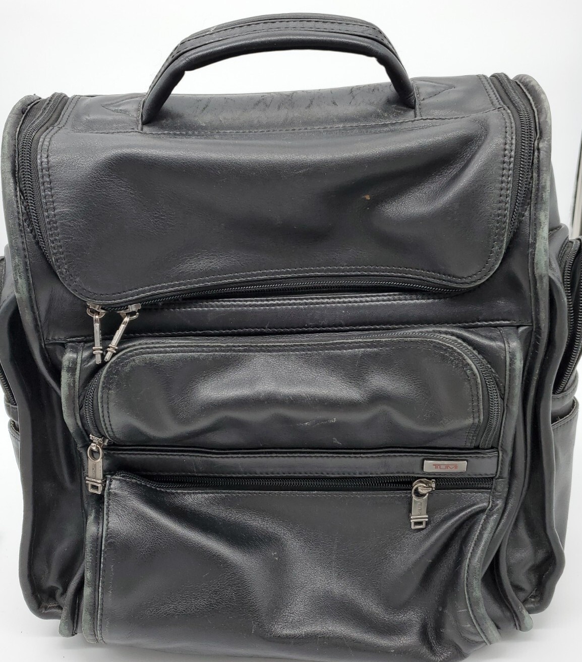 TUMI Black Nappa Genuine Leather Daypack Laptop Backpack Model 96081D4 Vintage