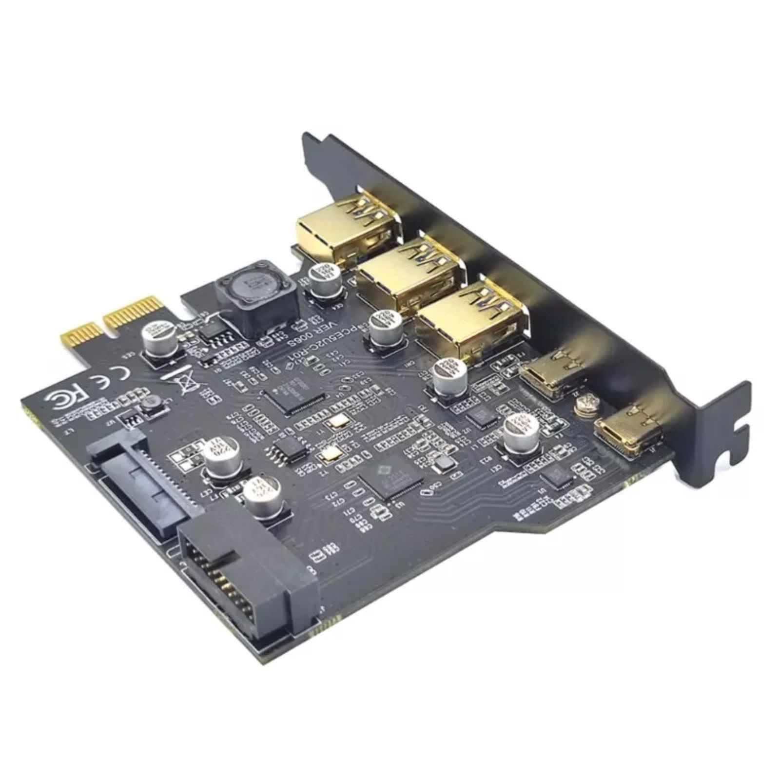 USB3.2 GEN1 PCIE Expansion Card 5 Port 2*Type-C 3*USB-A 19-Pin Adapter 5Gbps
