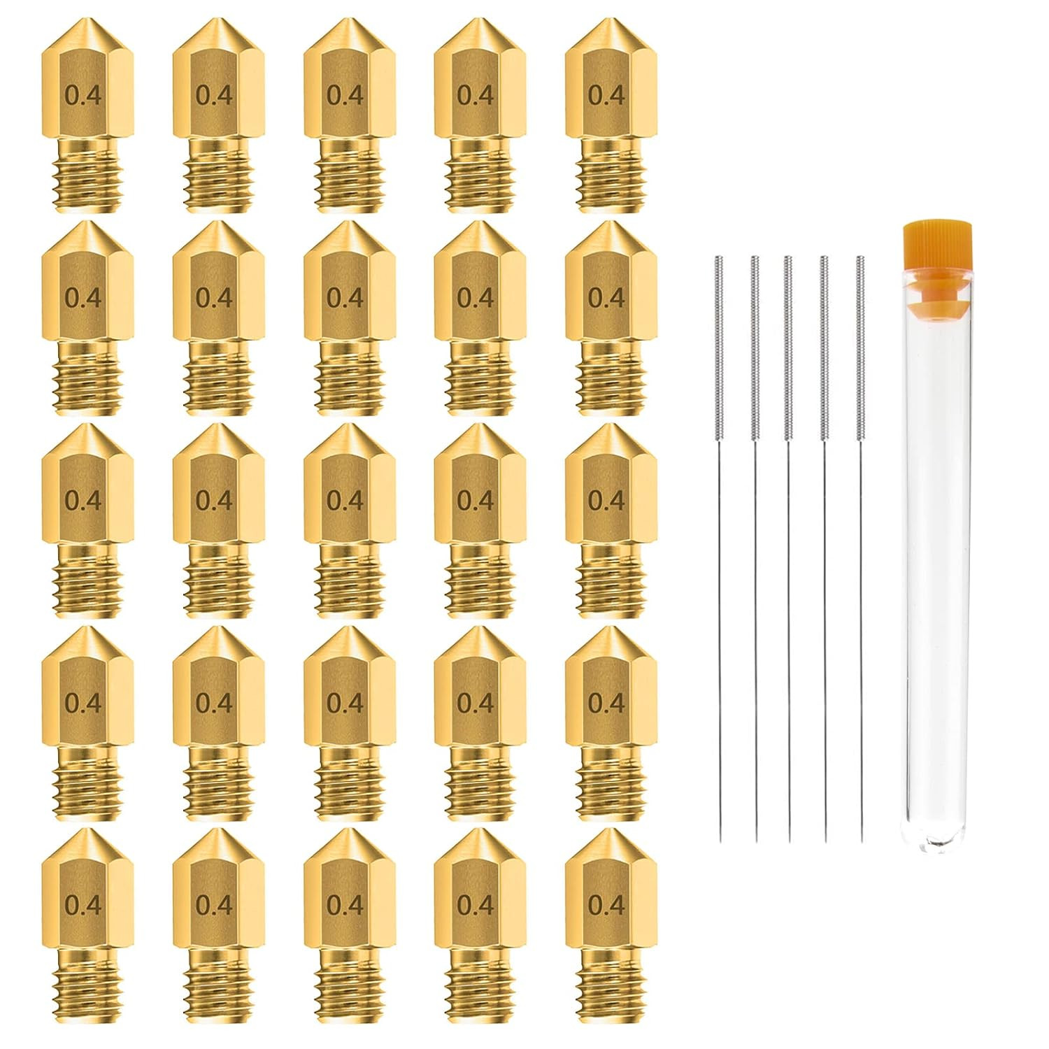 0.4MM MK8 Ender 3 Nozzles 25 Pcs 3D Printer Brass Nozzles Extruder