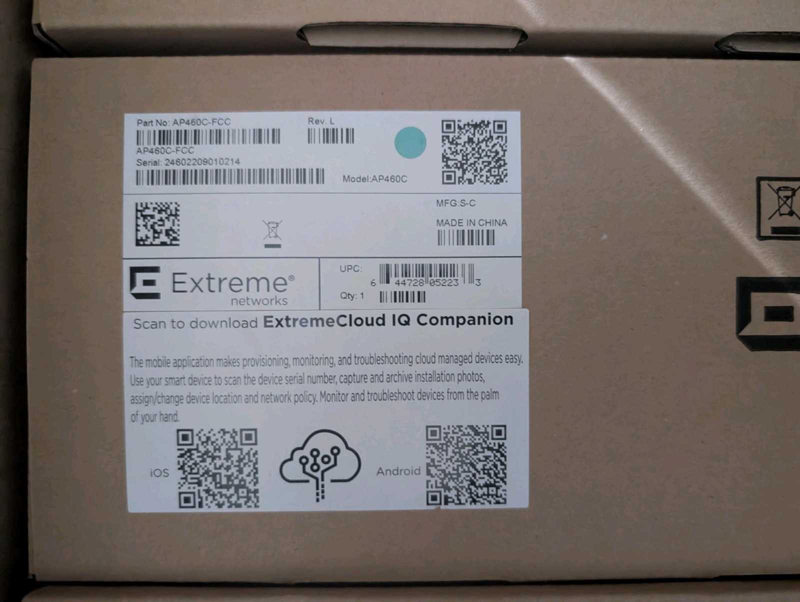 Extreme Networks AP460C WiFi 6 Wireless Access Point AP460C-FCC - NEW
