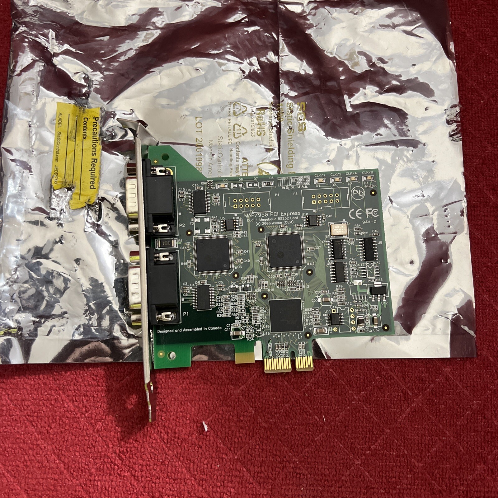 AXXON IC0684KB REV. A MAP/950 PCI Express Dual 1 Megabaud RS232 port Card 