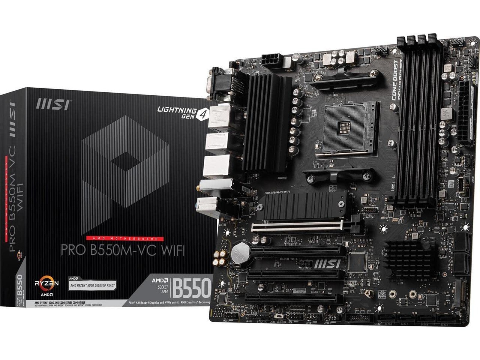 MSI PRO B550M-VC WiFi ProSeries Motherboard (AMD Ryzen 5000 Series, AM4, DDR4...