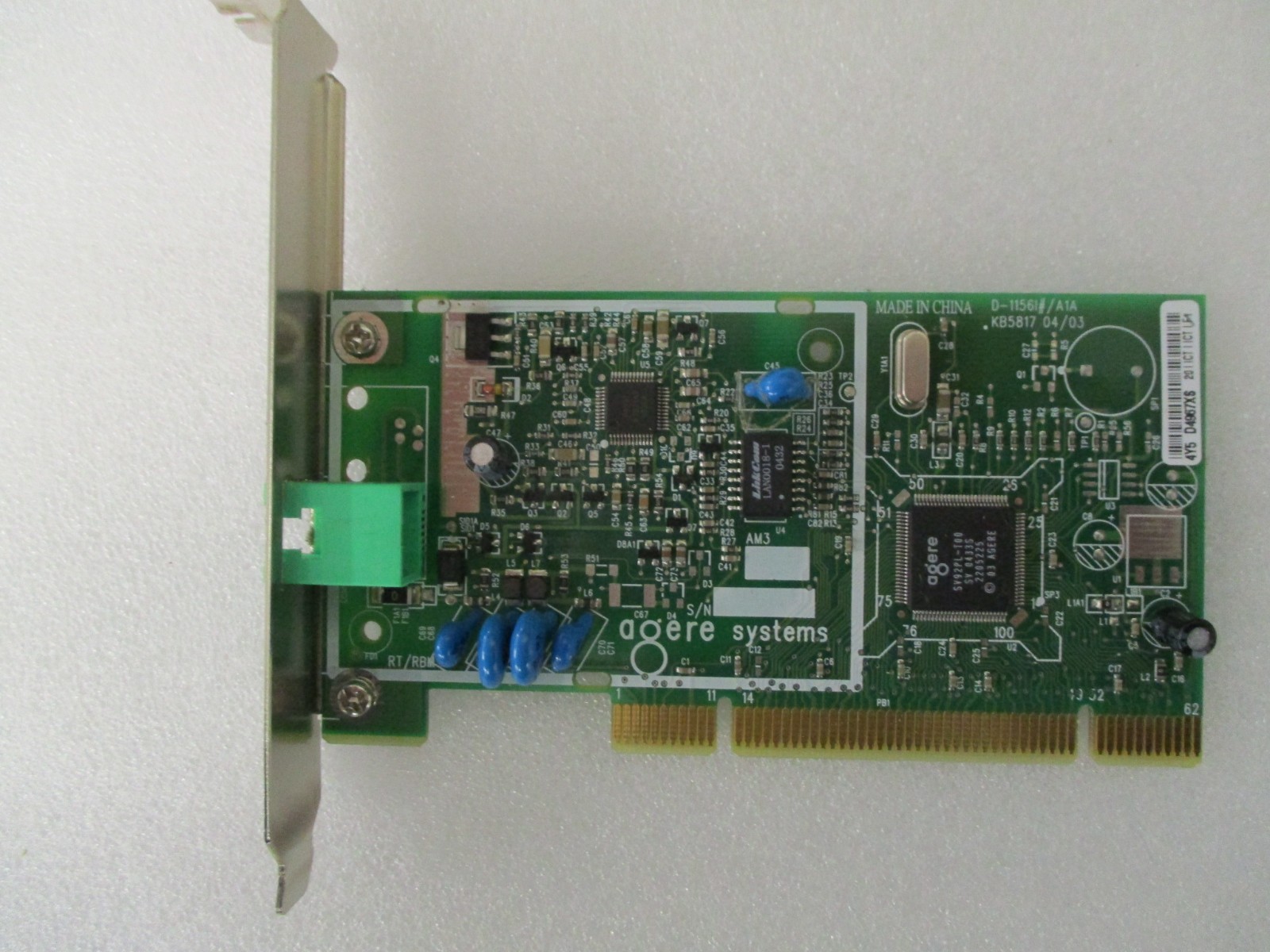 Agere Systems Internal Modem Card D-1156I#/A1A KB5817 p/n 5188-1026