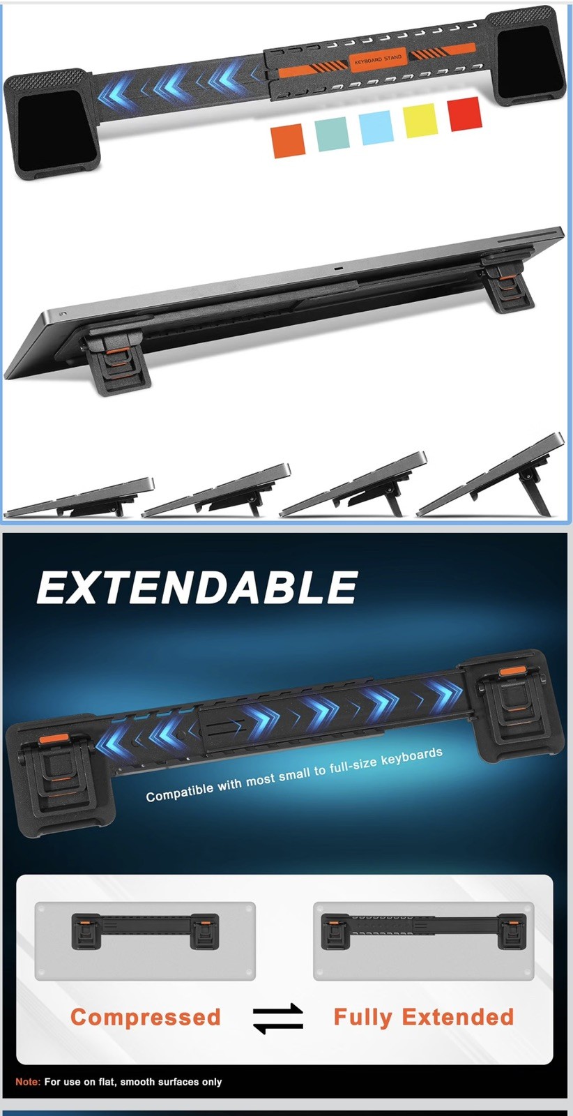 MEKASS Computer Keyboard Stand for Desktop, Adjustable Keyboard Riser, Extendabl
