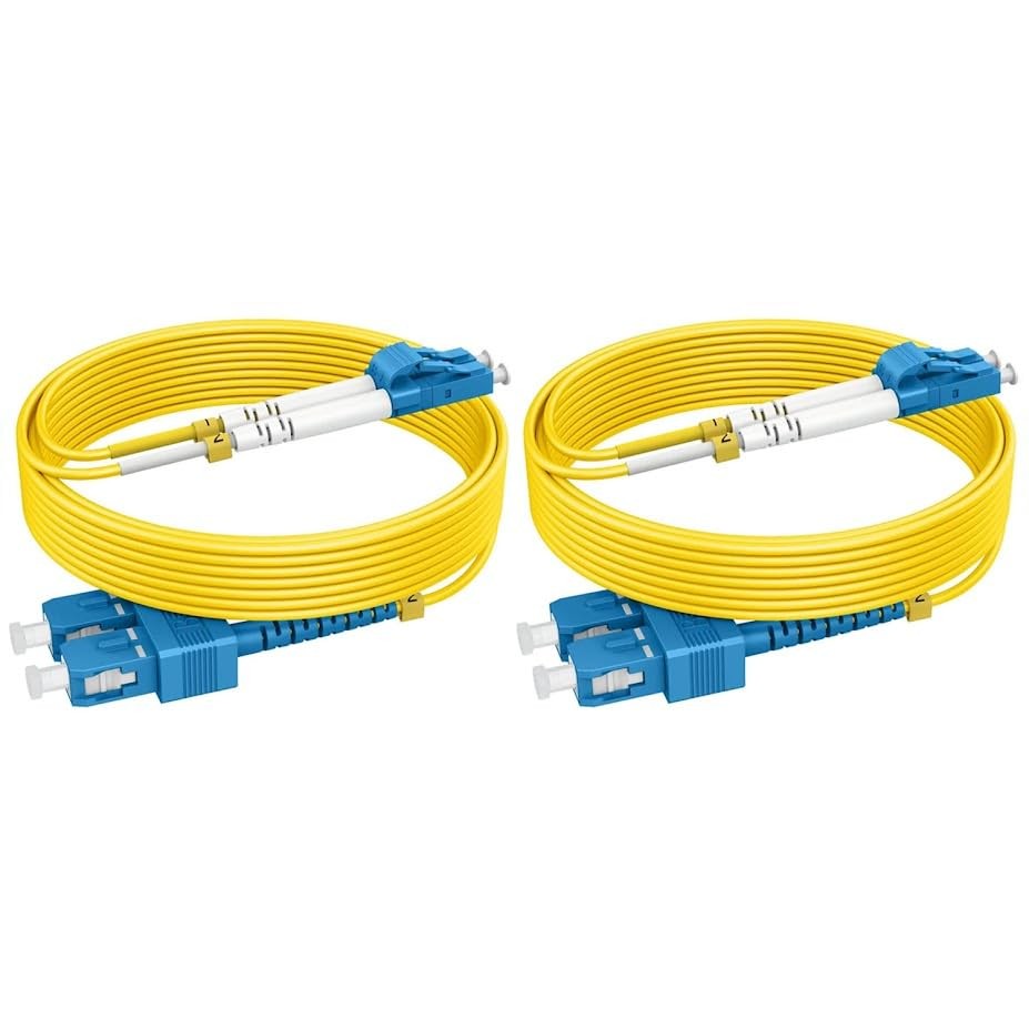 2 PCS OS2 SC To LC Single Mode Fiber Patch Cables 8M/26 Ft 10G SMF LSZH