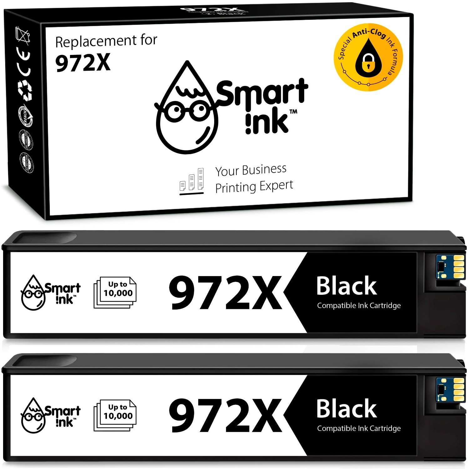 [2 PACK] Smart Ink Compatible HP 972X Ink Cartridge Replacement - Black *SEALED*