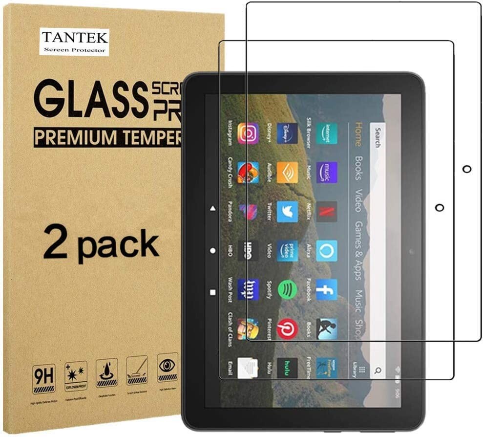 TANTEK 2 Pk Screen Protector for Amazon Fire HD 8, HD 8 Plus, HD Kids 8" 2020
