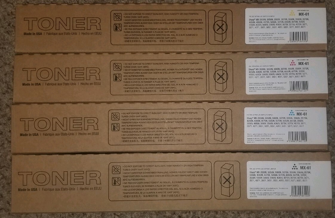 New Sharp Set Compatible  MX-61NTCA,MX-61NTBA,MX-61NTYA,MX-61NTMA