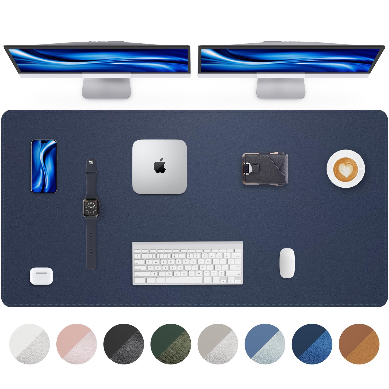 AFIING Leather Desk Pad Protector - 48 x 24 Computer Mat, Large Mouse Pad