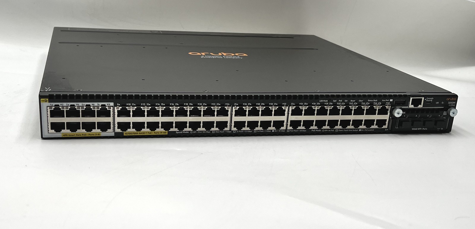 Aruba JL074A HP 3810M 48G PoE+ Switch w/ 2 JL087A Power & JL083A SFP+ Module