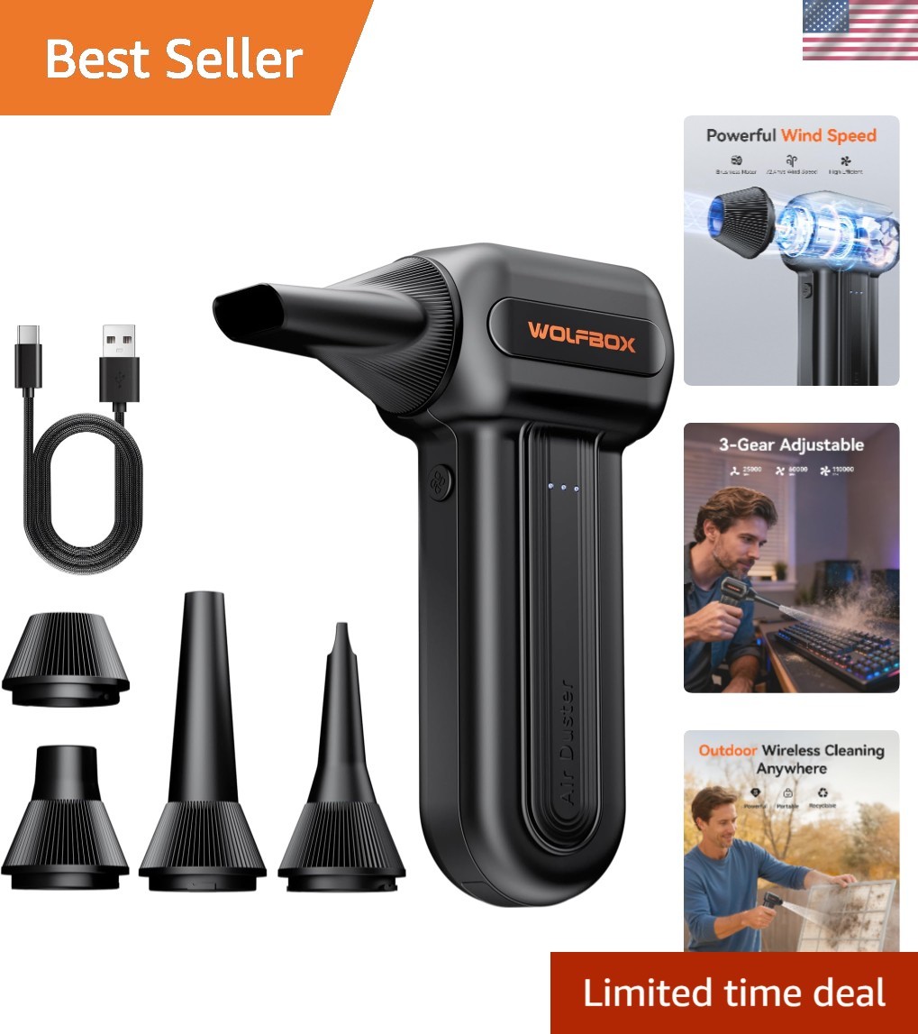 MF60 Compressed Air Duster, 3-Speed Adjustable, Electric, Cordless | 110,000 ...