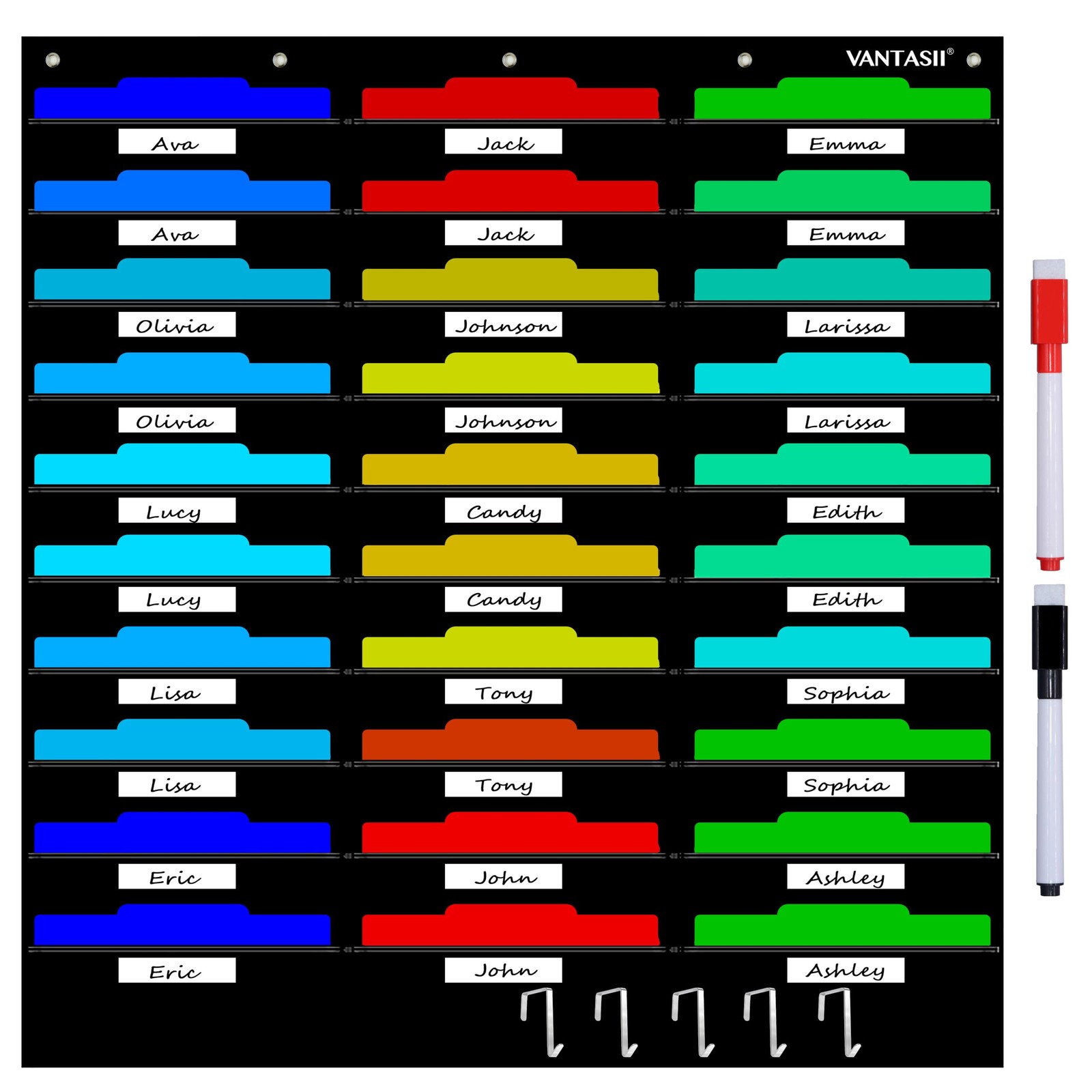 Wall File Organizer 30 Pocket Chart 47 x 42 Nylon Vantasii zh040 Organization