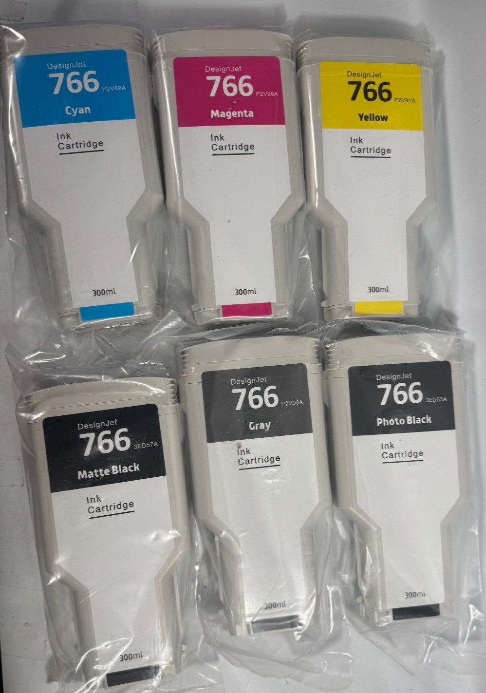 766  Ink Cartridges DesignJet, Matte Black, Grey, Photo Black,  XL3600 - 6 PACK