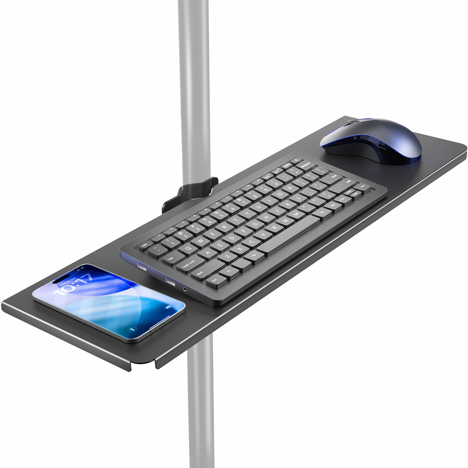 VIVO Clamp-on 24" x 8" Utility Shelf Pole Mount, Fits TV Carts, Stands, & More